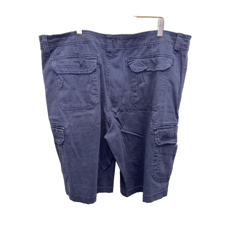 Unionbay Men Blue Cargo Shorts Cotton Canvas Zip Solid Flat Front Pockets 38